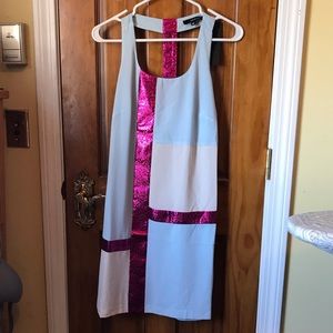 NWT light blue, cream, hot pink sparkle dress
